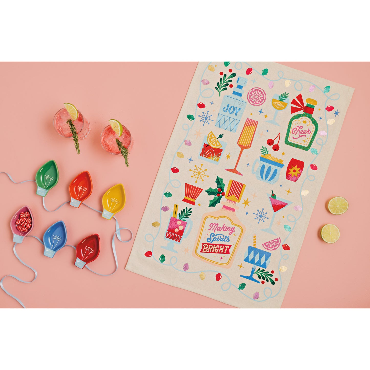 Spirits Bright Christmas Dishtowel