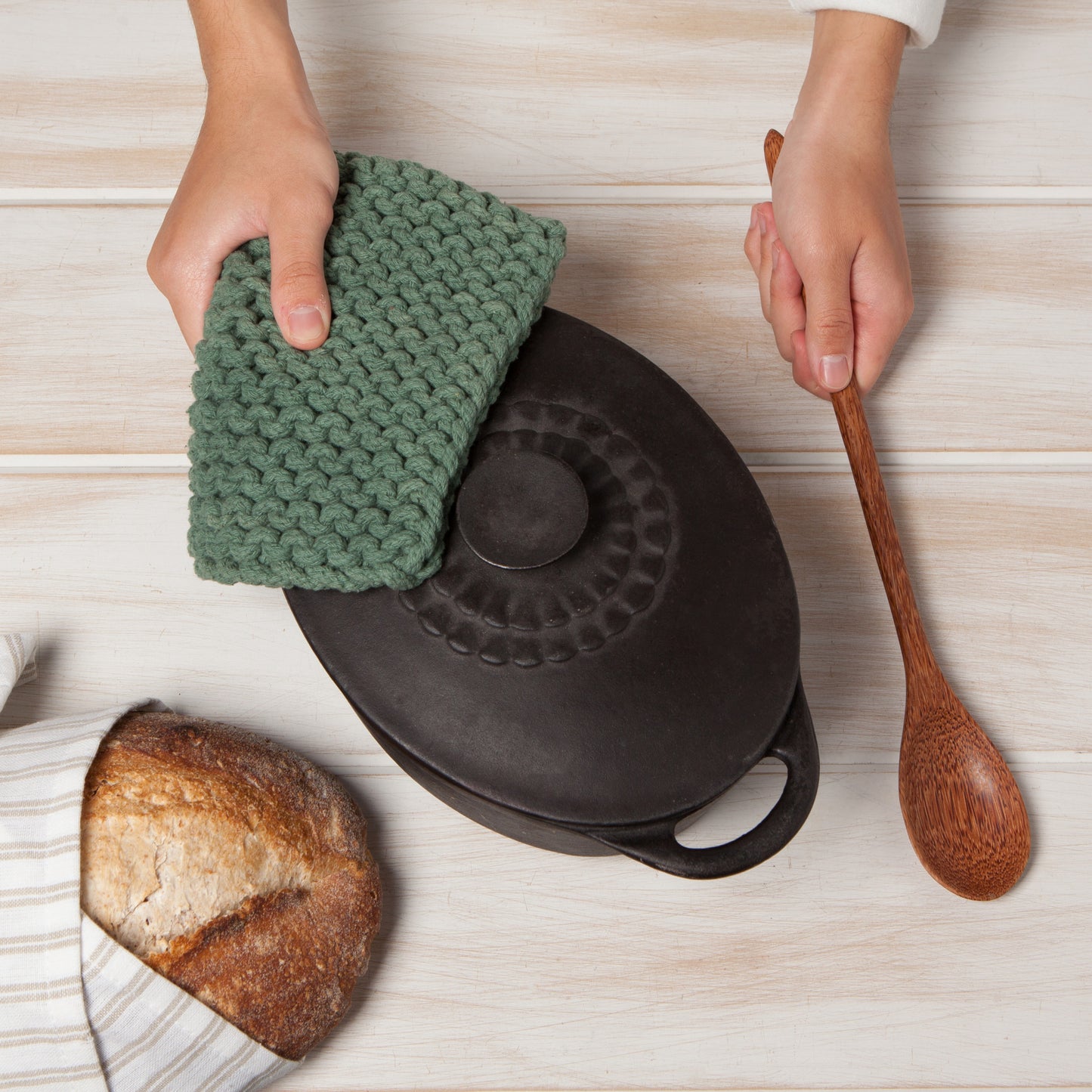 Jade Green Knit Potholder