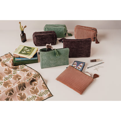 Jade Quilted Velvet Flat Pouch