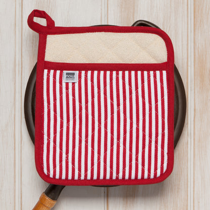 Superior Red Narrow Stripe Pocket Potholder