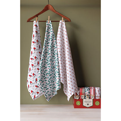 Merry & Bright Christmas Dishtowel Counter Display - 20 Assorted