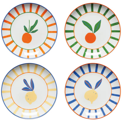 Citrus Burst Appetizer Plates Set of 4 Assorted
