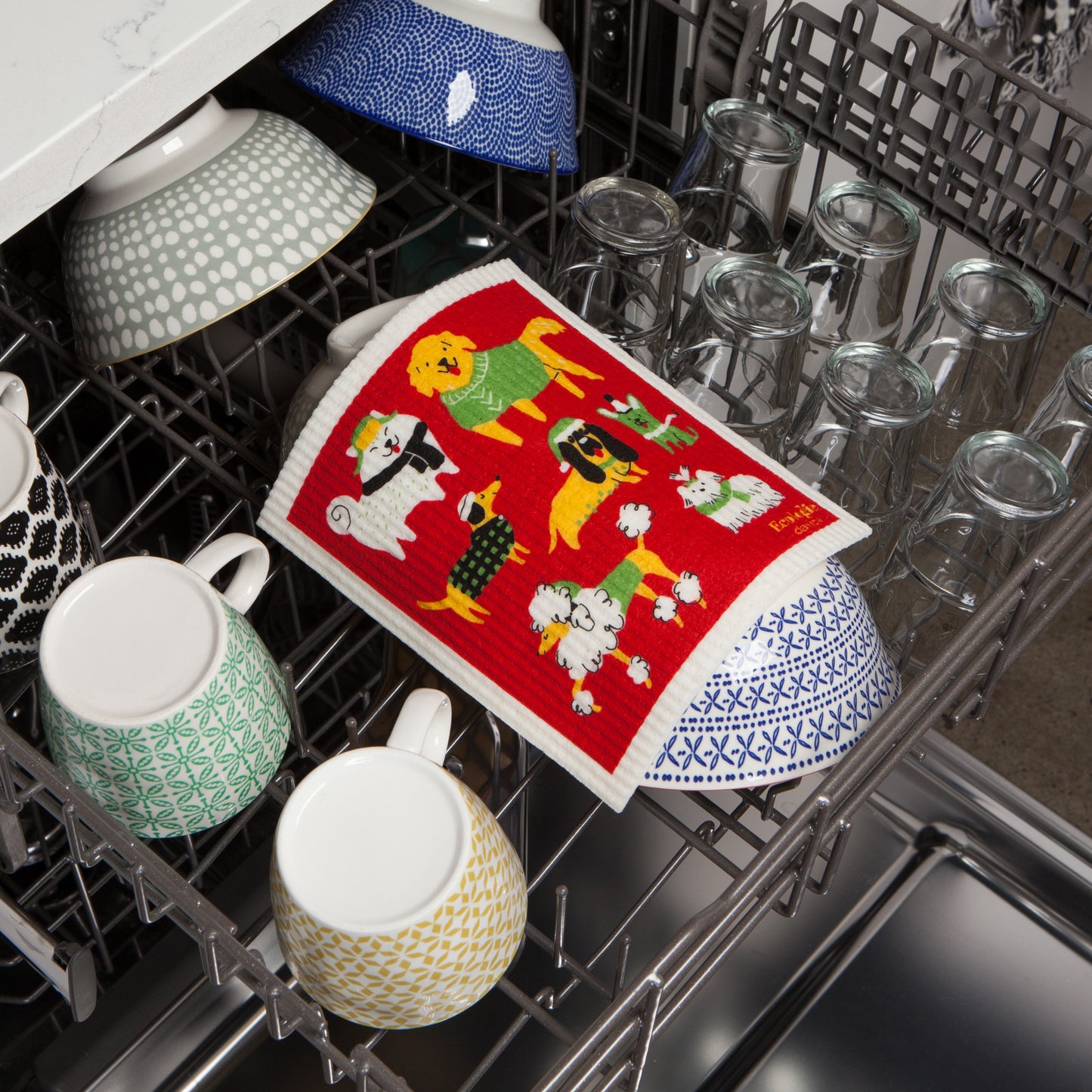 Yule Dogs Swedish Dishcloth