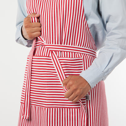 Narrow Red  Stripe Chef Apron