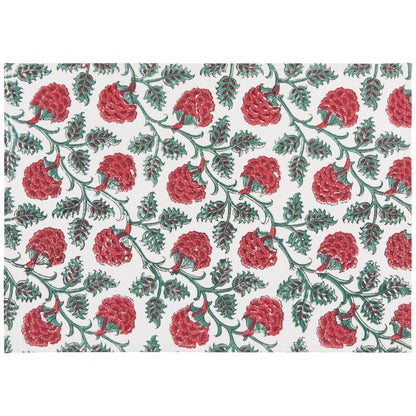 Carnation Block Print Placemats Set of 4