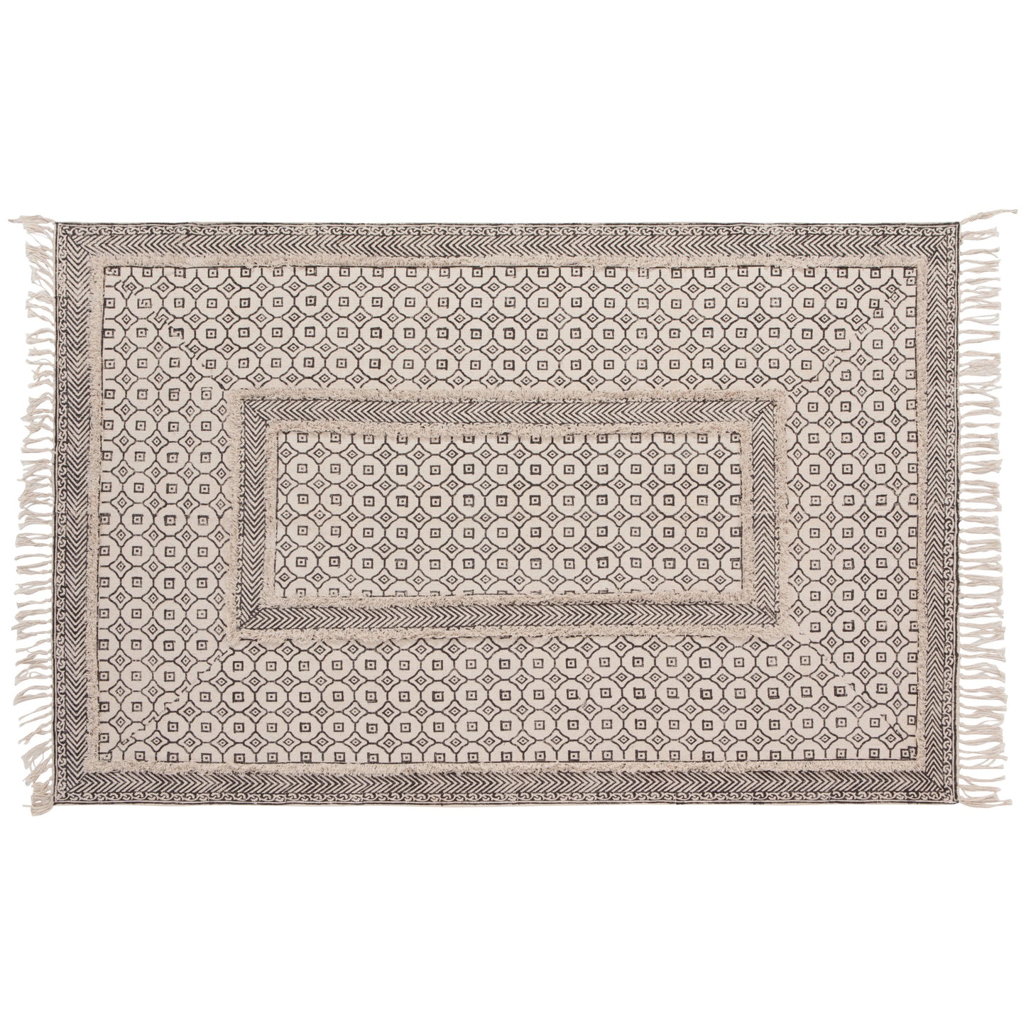 Plaza Block Print Rug 4 x 6 Ft