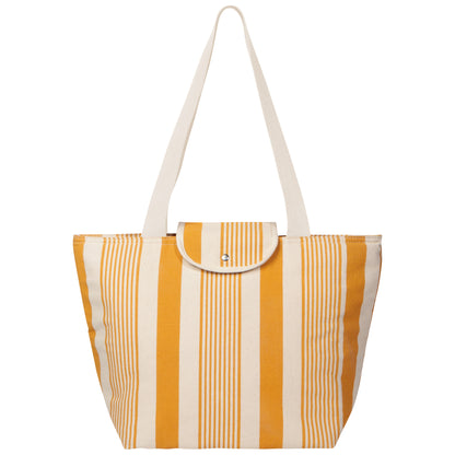 Ochre Stripe Folding Insulated Tote