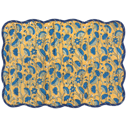 Fan Flower Block Print Kantha Placemat