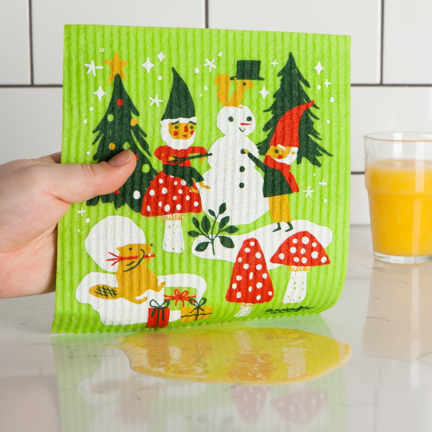 Gnome for Holidays Swedish Dishcloth