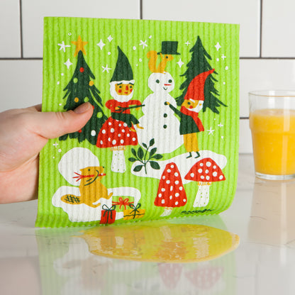 Gnome for Holidays Swedish Dishcloth
